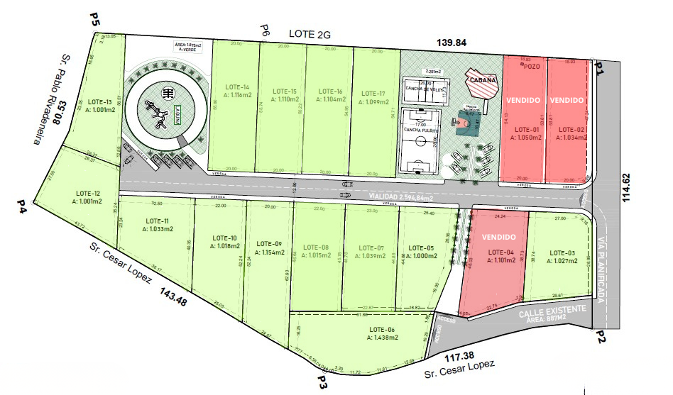 Plano de lotes Palmas de Jerusalen