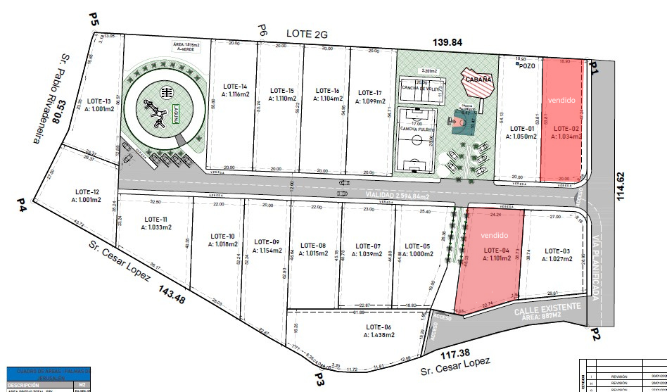 Plano de lotes Palmas de Jerusalen