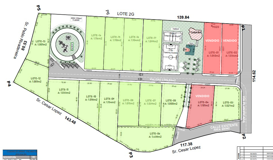 Plano de lotes Palmas de Jerusalen